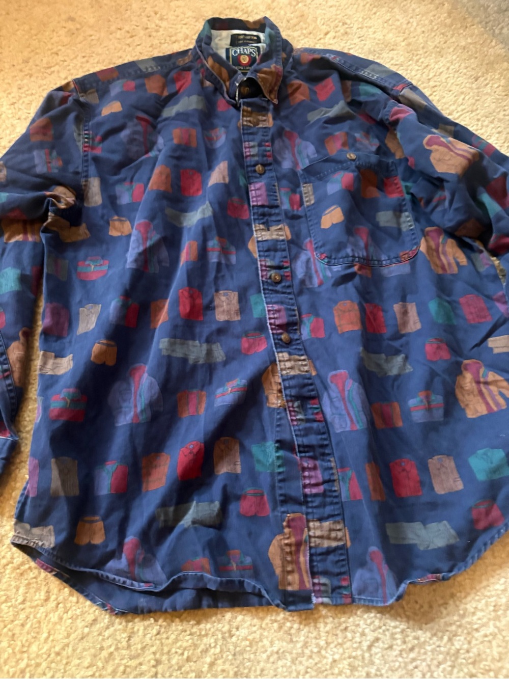 Vintage Chaps Ralph Lauren Rare Abstract Geometric Print Button Up Shirt